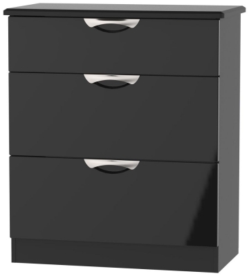 Product photograph of Camden Black Gloss 3 Drawer Deep Chest from Choice Furniture Superstore