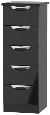 Product photograph of Camden Black Gloss 5 Drawer Narrow Chest from Choice Furniture Superstore