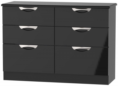Product photograph of Camden Black Gloss 6 Drawer Midi Chest from Choice Furniture Superstore