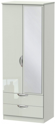 Product photograph of Camden Cashmere 2 Door Tall Combi Wardrobe - 1 Mirror from Choice Furniture Superstore