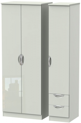 Product photograph of Camden Gloss Cashmere 3 Door Tall Triple Wardrobe - Rhf 2 Drawers from Choice Furniture Superstore