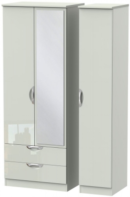 Product photograph of Camden Cashmere 3 Door Tall Combi Wardrobe - 1 Mirror And Lhf 2 Drawers from Choice Furniture Superstore