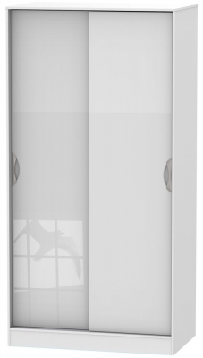 Product photograph of Camden White Gloss 2 Door Sliding Wardrobe from Choice Furniture Superstore