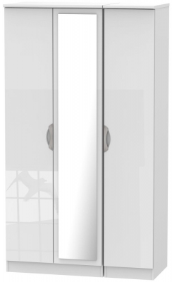 Product photograph of Camden White Gloss 3 Door Tall Triple Wardrobe - 1 Mirror from Choice Furniture Superstore