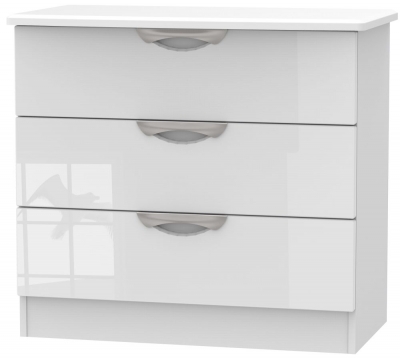Product photograph of Camden White Gloss 3 Drawer Small Chest from Choice Furniture Superstore