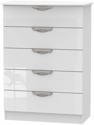 Product photograph of Camden White Gloss 5 Drawer Chest from Choice Furniture Superstore