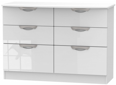 Product photograph of Camden White Gloss 6 Drawer Midi Chest from Choice Furniture Superstore