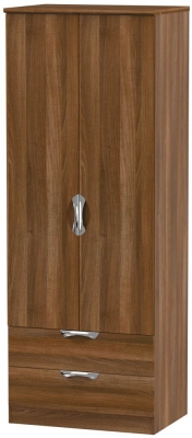 Product photograph of Camden Walnut Effect 2 Door 2 Drawer Tall Wardrobe from Choice Furniture Superstore