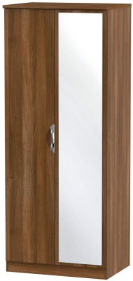 Product photograph of Camden Walnut Effect 2 Door Wardrobe - 1 Mirror from Choice Furniture Superstore