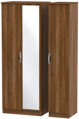 Product photograph of Camden Walnut Effect 3 Door Tall Triple Wardrobe - 1 Mirror from Choice Furniture Superstore