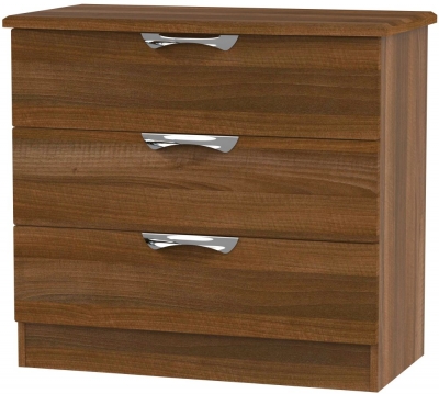 Product photograph of Camden Walnut Effect 3 Drawer Small Chest from Choice Furniture Superstore