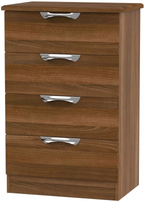 Product photograph of Camden Walnut Effect 4 Drawer Midi Chest from Choice Furniture Superstore