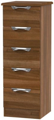 Product photograph of Camden Walnut Effect 5 Drawer Narrow Chest from Choice Furniture Superstore
