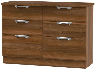 Product photograph of Camden Walnut Effect 6 Drawer Midi Chest from Choice Furniture Superstore