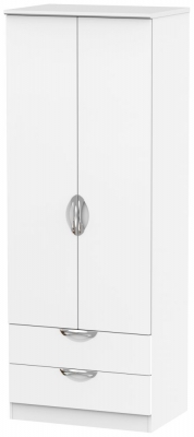 Product photograph of Camden White Matt 2 Door 2 Drawer Tall Wardrobe from Choice Furniture Superstore