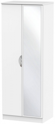 Product photograph of Camden White Matt 2 Door Tall Wardrobe - 1 Mirror from Choice Furniture Superstore