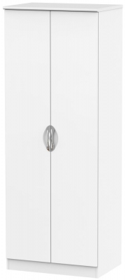 Product photograph of Camden White Matt 2 Door Plain Tall Wardrobe from Choice Furniture Superstore