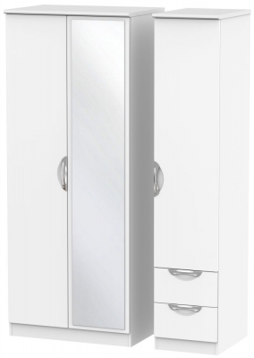 Product photograph of Camden White 3 Door Combi Wardrobe - 1 Mirror And Rhf 2 Drawers from Choice Furniture Superstore