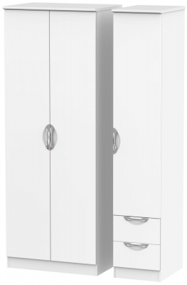 Product photograph of Camden White Matt 3 Door Tall Triple Wardrobe - Rhf 2 Drawers from Choice Furniture Superstore