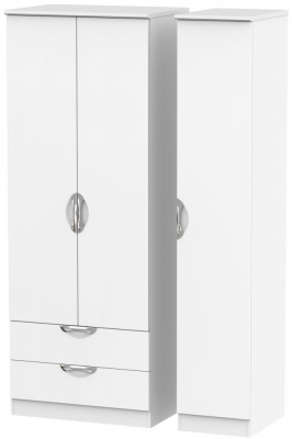 Product photograph of Camden White Matt 3 Door Tall Triple Wardrobe - Lhf 2 Drawers from Choice Furniture Superstore