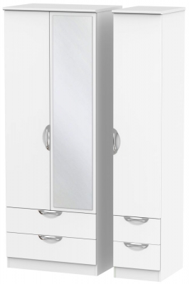 Product photograph of Camden White Matt 3 Door Tall Combi Wardrobe - 1 Mirror from Choice Furniture Superstore