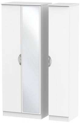 Product photograph of Camden White Matt 3 Door Tall Triple Wardrobe - 1 Mirror from Choice Furniture Superstore