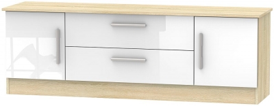 Contrast White Gloss And Oak Effect 145cm Tv Unit