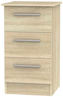 Product photograph of Contrast Oak Effect 3 Drawer Beside Cabinet from Choice Furniture Superstore