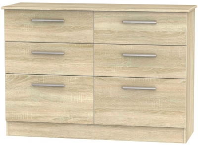 Product photograph of Contrast Oak Effect 6 Drawer Midi Chest from Choice Furniture Superstore