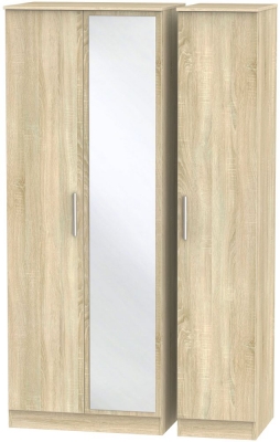 Product photograph of Contrast Oak Effect 3 Door Triple Wardrobe - 1 Mirror from Choice Furniture Superstore