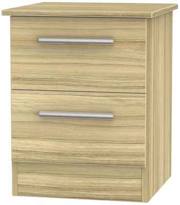 Product photograph of Contrast Modern Oak 2 Drawer Bedside Cabinet from Choice Furniture Superstore
