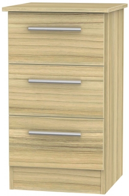 Product photograph of Contrast Modern Oak 3 Drawer Beside Cabinet from Choice Furniture Superstore