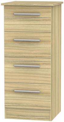 Product photograph of Contrast Modern Oak 4 Drawer Narrow Chest from Choice Furniture Superstore