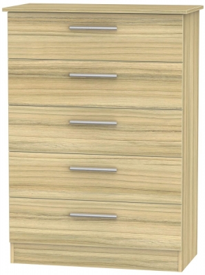 Product photograph of Contrast Modern Oak 5 Drawer Chest from Choice Furniture Superstore