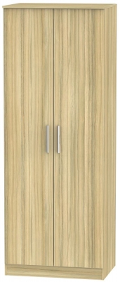 Product photograph of Contrast Modern Oak 2 Door Plain Tall Wardrobe from Choice Furniture Superstore