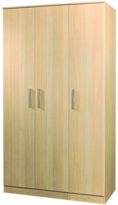 Product photograph of Contrast Elm Wood 3 Door Tall Triple Wardrobe from Choice Furniture Superstore