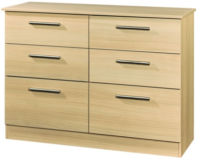Product photograph of Contrast Elm Wood 6 Drawer Midi Chest from Choice Furniture Superstore