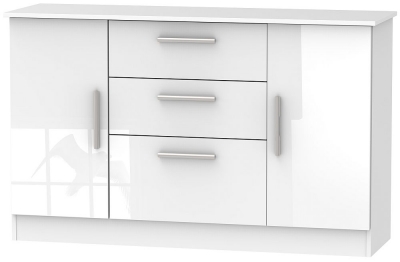 Product photograph of Contrast White Gloss Medium Sideboard - 2 Doors from Choice Furniture Superstore