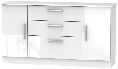 Product photograph of Contrast White Gloss Wide Sideboard - 2 Doors from Choice Furniture Superstore