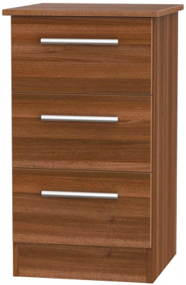 Product photograph of Contrast Noche Walnut 3 Drawer Beside Cabinet from Choice Furniture Superstore