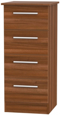 Product photograph of Contrast Noche Walnut 4 Drawer Narrow Chest from Choice Furniture Superstore