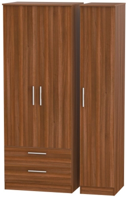 Product photograph of Contrast Noche Walnut 3 Door Triple Wardrobe - Lhf 2 Drawers from Choice Furniture Superstore