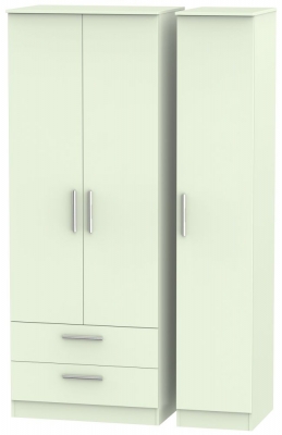 Product photograph of Contrast Cream 3 Door Triple Wardrobe - Lhf 2 Drawers from Choice Furniture Superstore