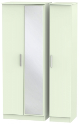 Product photograph of Contrast Cream 3 Door Triple Wardrobe - 1 Mirror from Choice Furniture Superstore