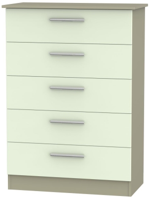 Product photograph of Contrast Cream And Mushroom 5 Drawer Chest from Choice Furniture Superstore