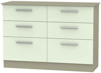 Product photograph of Contrast Cream And Mushroom 6 Drawer Midi Chest from Choice Furniture Superstore
