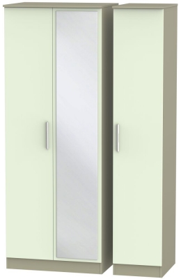 Product photograph of Contrast Cream And Mushroom 3 Door Triple Wardrobe - 1 Mirror from Choice Furniture Superstore