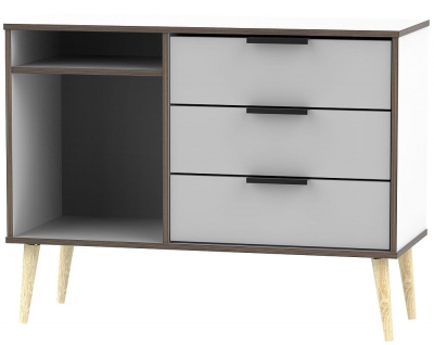 Product photograph of Hong Kong Grey And White 95cm Tv Unit With Wooden Legs from Choice Furniture Superstore