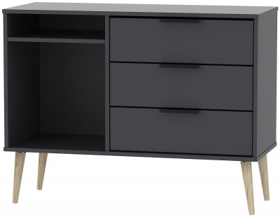 Product photograph of Hong Kong Graphite 95cm Tv Unit With Natural Wooden Legs from Choice Furniture Superstore