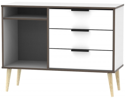 Product photograph of Hong Kong White 95cm Tv Unit With Wooden Legs from Choice Furniture Superstore